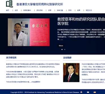 香港浸會大學骨關節病轉化醫學研究所網站模版